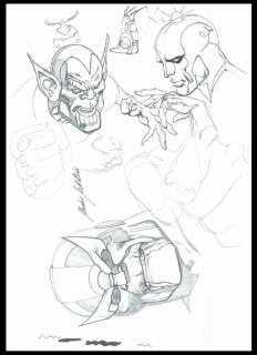 Castellini, Claudio | Original sketch of "Thanos, Skrull and Silver Surfer" | Catawiki