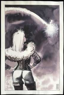 Manara, Milo | Aquarelle  - Jeune femme voit une comète | Catawiki