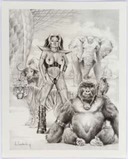 J. Capdevila Wolfpack Volume 1 Pin-Up Illustration Original Art (SQP, 2001). This topless Beast Mistress has -