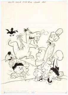 Harvey Eisenberg Cave Kids #10 Cover Original Art (Gold Key, 1965).  Bamm-Bamm to the rescue! This is one of - | Heritage