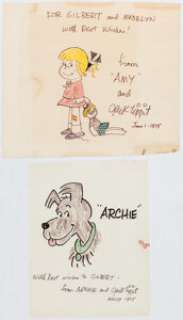 Jack Tippit, Mort Walker, Hal Foster, and Frank Ridgeway - Sketches and Autographs Original Art Group of 5 (c. -