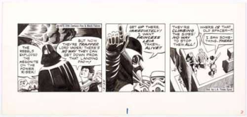 Russ Manning Star Wars Daily Comic Strip Original Art dated 12-25-79 (L.A. Times Syndicate, 1979). Looks like - | Heritage