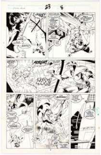 Alan Davis and Paul Neary Excalibur #23 Story Page 8 Original Art (Marvel Comics, 1990). Captain Britain leaps - | Heritage