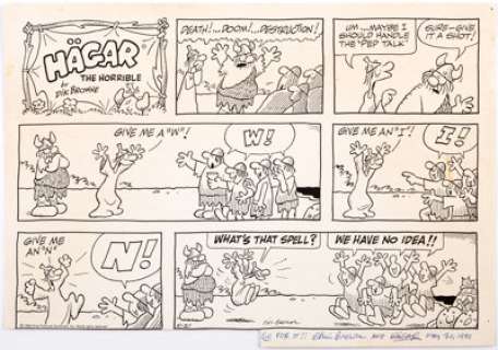 Dik and Chris Browne Hagar the Horrible Sunday Comic Strip Original Art dated 5-21-89 (King Features Syndicate, 19... | Heritage