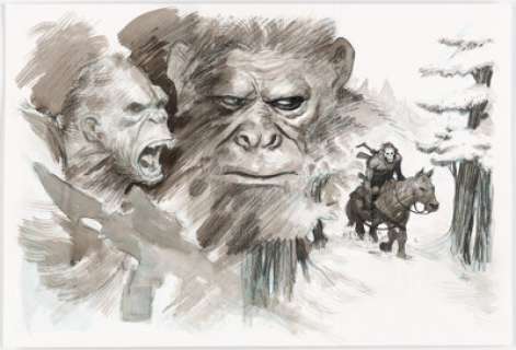 Eric Powell Birth.Movies.Death. Magazine Cover "War for Planet of the Apes" Original Art (Alamo Drafthouse, 2011).... | Heritage