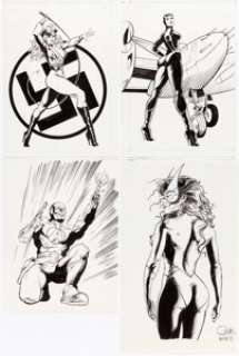  - AC Comics Artist FemForce Trading Cards Illustrations and She-Cat Original Art Group of 4 (AC Comics, c. 1990s).... (Total: 4 Original Art)