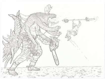 Geof Darrow - Shaolin Cowboy versus Kaiju Cowboy Illustration Original Art (c. 2000s).... | Heritage