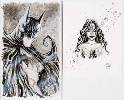  - Gary Shipman - Batman and Wonder Woman Illustrations Original Art Group of 2 (2011-12). ... (Total: 2 Original Art)