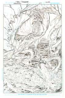 Paul Pelletier Aquaman #27 Cover Original Art (DC, 2014). Aquaman faces an enormous and horrifying creature in -