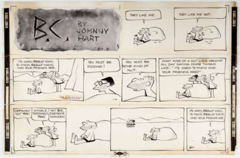 Johnny Hart B. C. Sunday Comic Strip Original Art dated 1-15-61 (Field Enterprises, 1961). An early Sunday (the - | Heritage