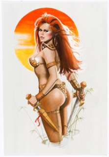 Jim Silke - Red Sonja Illustration Original Art (undated). Armed and ready for battle, this beautiful image of the - | Heritage