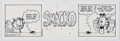 Jim Davis Garfield Daily Comic Strip Original Art dated 7-13-01 (United Feature Syndicate, 2001). Garfield and the - | Heritage