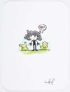 Katie Cook - Edward Scissorhands Illustration Original Art (c. 2010s). A tiny painting of Tim Burton‘s cult -