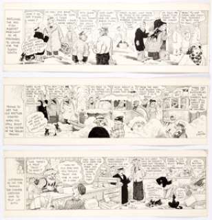 Bill Freyse - Rounde Corners Comic Strip Pilot Gags Original Art Group of 3 ( c. 1930s).