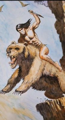 DON MARQUEZ original art, TARZAN vs Cave Bear, 11x14, 2022, Battle | eBay US