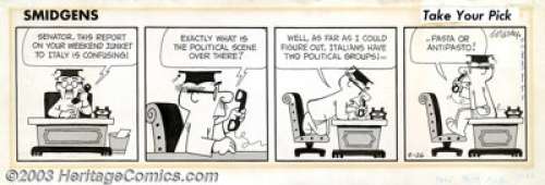 Bob Cordray - Original Comic Strip Art for Smidgens Daily dated 4-26-68 (National News Syndicate, 1968). A - | Heritage