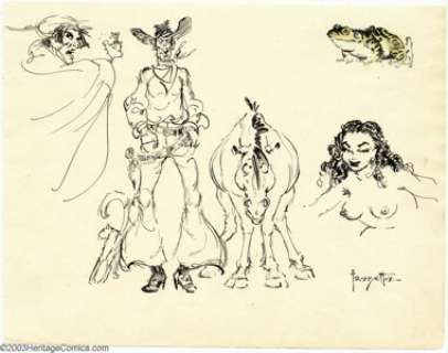 Frank Frazetta - Original Illustration, Cowboy/Nude/Dracula (undated). Several genres are covered in this fun - | Heritage