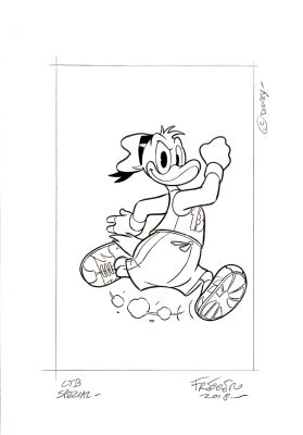 Andrea Freccero | Anders And på løbetur (2018), original | ComicArt.dk