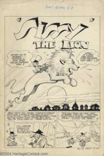 Jack Farr - Original Art for Green Hornet # 15, Complete 6-Page Story "Sissy the Lion" (Harvey,1943 ). - | Heritage