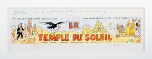 Hergé, Georges Rémi Dit (1907-1983) Studios Hergé | Projet d’affiche pour le Dessin animé Â«Le Temple du SoleilÂ (1969)Â» gouache, écoline et crayon de cou… | Stanley’s Auction