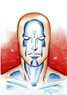 Malgrain,Chris - Lot 194 - Silver Surfer Illustration originale Ã  l‘encre de chine et crayons gras pour un…