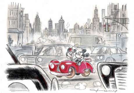 Fernandez, Tony - Original Drawing - Mickey & Minnie Mouse in New York | Catawiki