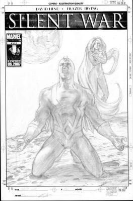 Watson, John - Silent War #4 Pencil Cover, Black Bolt And Medusa | Cool Lines Art