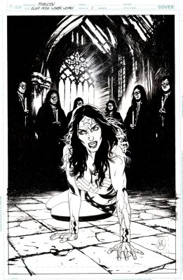Joshua Middleton | Convergence Wonder Woman #1 Cover (A Bloodied Wonder Woman Battles the Gotham City Vampire Cult!) 2015 | Romitaman
