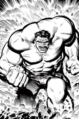 Michael Golden | Huge Hulk Commission Pinup! (Drawn on Back of Marvel Preprinted Cover Stock Board!) | Romitaman