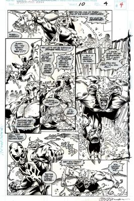 Andrew Wildman | 2099 Unlimited #10 P 4 (Spider-Man 2099 Throughout Entire Page Battling Horned Creature!) 1995 | Romitaman