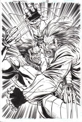 Andy Lanning, Anthony Williams | X-Men: the Movie P.38 - Wolverine Vs Sabretooth Splash - 2000 | Anthony’s Comic Book Art