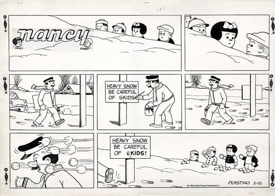 Al Plastino | Plastino, Al - Nancy Sunday 2/19 1984 , Be Careful of Kids with Snow - Will Be At Oax 2026 | Cool Lines Art