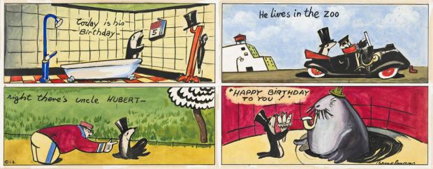 Ludwig Bemelmans, (1898-1962), Silly Willy: "Today is his birthday." Circa 1935. | Swann Galleries