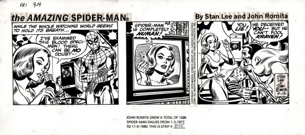 John Romita Sr. | Amazing Spider-Man Daily (Early Strip with Spider-Man & Kraven the Hunter with Sexy Romita Drawn Babe in Every Panel!) 9-14-1979 | Romitaman