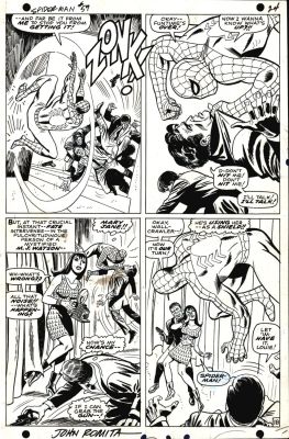 Don Heck John Romita Sr. Mike Esposito - Amazing Spider-Man #59 P 18 (Earliest Art For Sale with Mj! Spidey Battles Kingpin‘s Gang in All 4 Large Panels!) 1967