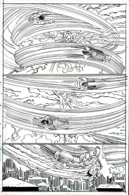John Romita Jr. Klaus Janson | Action Comics #1027 P 6 (Supergirl Saves Superman in Battle with the Red Cloud!) 2020 | Romitaman