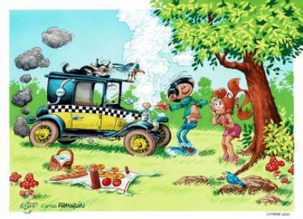 ANDRE SIPP - lot 309 - Gaston Lagaffe et Mademoiselle Jeanne, dessin original en…