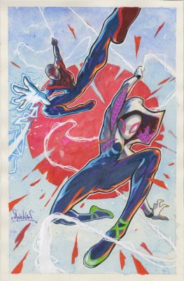 Aniekan Udofia | Spider-Man Miles Morales Ghost Spider Gwen Stacy Pinup Marvel | TDArt