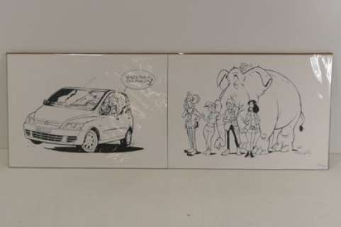 Dessin original de Spirou en voiture + tous ses amis de… | Rops