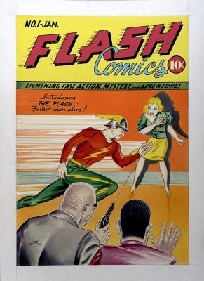 Shelly Moldoff | Flash Comics #1 Huge Stunning Very 1St Flash Cover Recreation Ever By It’s Original 1940 Cover Artist (1986) | Romitaman