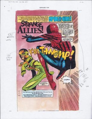 Al Williamson, Christie Scheele, Pat Olliffe | Spidergirl #29 P.1 - Strange Allies! Title Color Guide - 2001 Issue 29 Page 1 | Anthony’s Comic Book Art