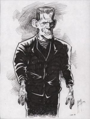Unknown Artist? | Frankenstein Illustration - Signed - 2013 | Anthony’s Comic Book Art