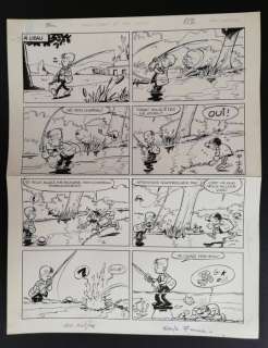 Francis / Tillieux - Planche originale - Marc Lebut et son voisin - La partie de pêche (1970) | Catawiki