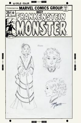 John Romita Sr. | Romita Sr, John Signed - Monster of Frankenstein Baron Wife / Bride Design 1972 | Cool Lines Art