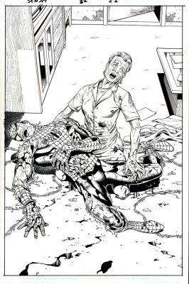 Scott Hanna, Sean Chen - Sensational Spider-Man #32 Splash (Aunt May Holds Bloodied Spider-Man in Her Arms!) 2007