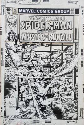 Steve Leialoha | Leialoha, Steve - Marvel Team Up #84 Cover, Spider-Man & Shang Chi, Master of Kung Fu Vs Silver Samurai | Cool Lines Art