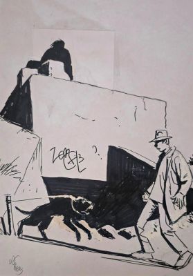 Dodier Alain | Illustration préparatoire originale 7 pour l’intégrale Jérôme K. Jérôme Bloche | Galerie Napoléon