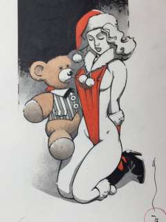 Michetz - Dessin original en couleur - Dame Ã  l’Ourson de Peluche | Catawiki