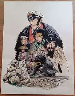 Corto Maltese - J.M. Arroyo - original illustration "Dedicated to Corto" - Page volante | Catawiki