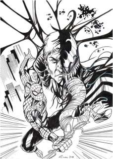 Spiderman vs Venom - Original Drawing - Henry Simon  - EO | Catawiki